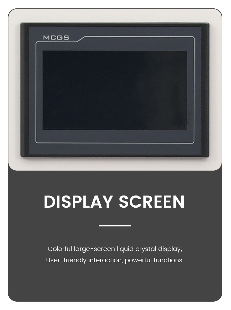 Geliss freeze dryer MCGS digital display screen detail infographic highlighting the colorful large-screen liquid crystal interface for user-friendly interaction and automated control features